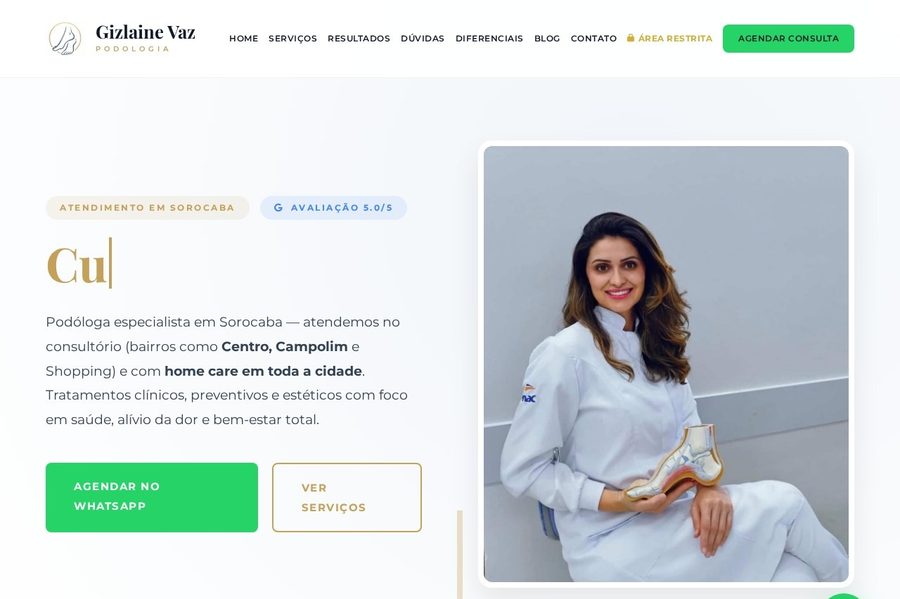 Site Podóloga Sorocaba criado pela Inove Agência Web